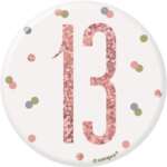 Unique Age 13 Rose Gold Glitz Medium Badge