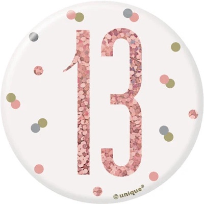 Unique Age 13 Rose Gold Glitz Medium Badge