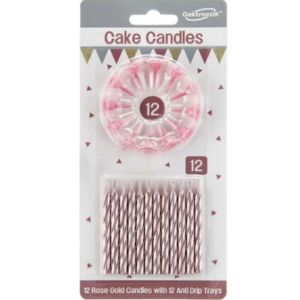 Oaktree Rose Gold Spiral Cake Candles 12ct